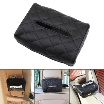 Автомобильный автомобильный подголовник, держатель для ткани, органайзер из искусственной кожи, прочный материал A#Black