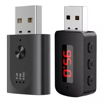 Автомобильный беспроводной аудио Bluetooth-совместимый адаптер громкой связи для вызова беспроводного музыкального аудиоприемника со светодиодным дисплеем для автомобильного FM-радио M08 5.3