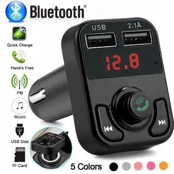 Автомобильный беспроводной Bluetooth 5.0 FM-передатчик, зарядное устройство для MP3, двойной плеер, Bluetooth, светодиодный дисплей, автомобильное зарядное устройство с двумя USB-портами car charger золотой