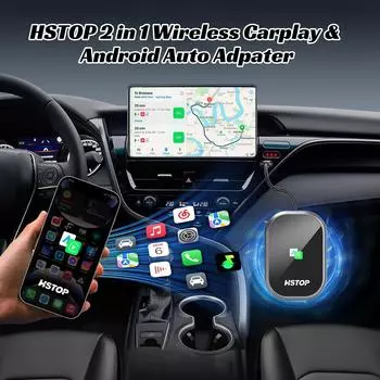 Автомобильный беспроводной CarPlay с автоматическим преобразователем и интерфейсом преобразования Type-C, совместимый с Apple 6 (iOS 10) или выше адаптер чёрный