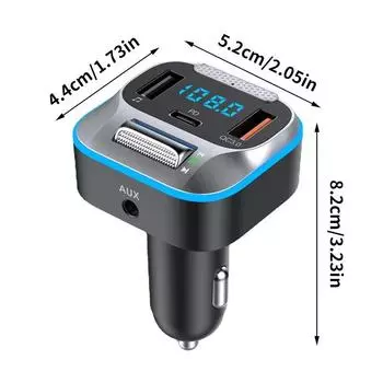 Автомобильный беспроводной передатчик, более мощный Hi-Fi басовый звук, 30 Вт, PD, быстрая зарядка, QC3.0, автомобильный адаптер, руки, 7 цветов, светодиодный подключаемый USB-диск