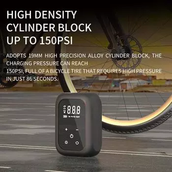 Автомобильный беспроводной воздушный насос 150PSI Многофункциональный воздушный компрессор Портативный электрический насос для шин чёрный
