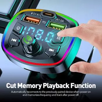 Автомобильный Bluetooth 5.0 FM-передатчик беспроводной адаптер микрофон аудио приемник автомобильный MP3-плеер 2.1A Dual USB автомобильные аксессуары чёрный