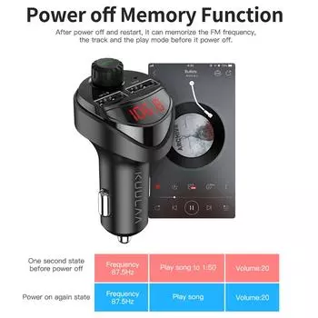 Автомобильный Bluetooth 5.0 FM-передатчик беспроводной комплект громкой связи для автомобиля Автомобильный MP3-плеер с аудиосистемой и двумя радиоприемниками Автомобильный комплект с зарядным устройством USB 3.4A чёрный