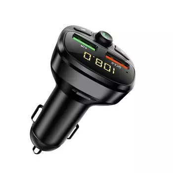 Автомобильный Bluetooth 5.0 FM-передатчик QC3.0 Dual USB быстрое зарядное устройство цветной окружающий свет громкой связи MP3-модулятор плеер чёрный