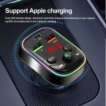 Автомобильный Bluetooth 5.0 FM-передатчик беспроводной громкой связи аудио приемник MP3-плеер Dual USB PD быстрое зарядное устройство цветные огни автомобильный комплект