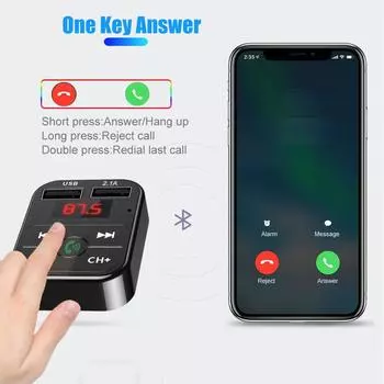 Автомобильный Bluetooth 5,0 FM-передатчик беспроводной громкой связи аудио приемник Авто MP3-плеер 2.1A Dual USB быстрое зарядное устройство автомобильные аксессуары чёрный