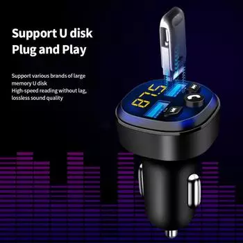 Автомобильный Bluetooth 5.0 FM-передатчик с цифровым дисплеем, двумя USB-портами, многофункциональным быстрым зарядным устройством, автомобильным MP3-плеером, автомобильными аксессуарами