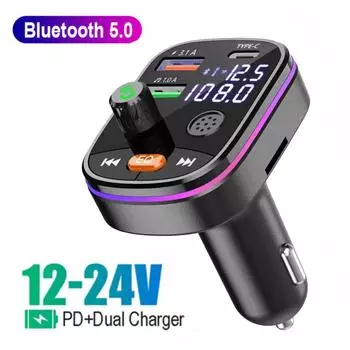 Автомобильный Bluetooth 5,0 FM-передатчик, беспроводной громкой связи, аудиоприемник, автомобильный MP3-плеер, 2 USB, быстрое зарядное устройство, аксессуары для автомобильной электроники