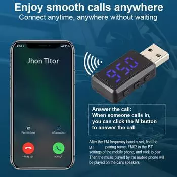 Автомобильный Bluetooth 5.1 FM01 передатчик приемник громкой связи мини USB питание автомобильный комплект авто беспроводной аудио для автомобиля FM-радио U0N4