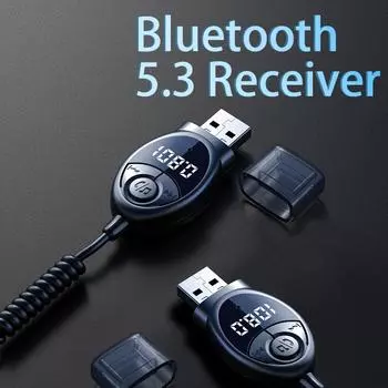 Автомобильный Bluetooth 5.3 Aux USB передатчик приемник со светодиодным дисплеем громкая связь 3,5 мм разъем автомобильный беспроводной комплект аудио для FM-радио