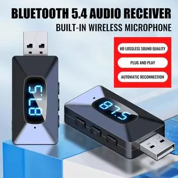 Автомобильный Bluetooth 5.4 T65 Мини USB передатчик приемник со светодиодным дисплеем Handsfree Call Car Kit Авто Беспроводное аудио для FM-радио