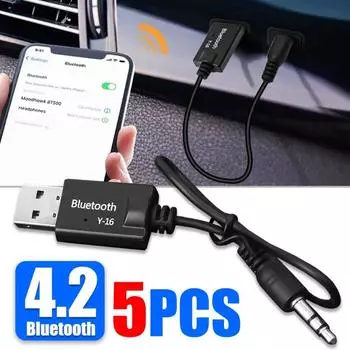 Автомобильный Bluetooth-адаптер, приемник, портативный беспроводной музыкальный 3,5-мм разъем AUX, аудиоприемник, автомобильные динамики, стерео USB, мини-Bluetooth 4.2