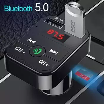 Автомобильный Bluetooth FM-передатчик беспроводной громкой связи аудио приемник автомобильный MP3-плеер 2.1A Dual USB быстрое зарядное устройство автомобильные аксессуары чёрный