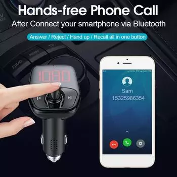 Автомобильный Bluetooth Hands-Free вызов FM-передатчик U диск музыкальный MP3-плеер зарядное устройство музыкальный Mp3-плеер чёрный