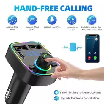 Автомобильный Bluetooth Handsfree Автомобильный MP3 Автомобильная FM-карта Автомобильный MP3 Аудио Радио Handsfree MP3 Модулятор Плеер чёрный