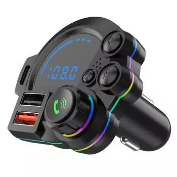 Автомобильный Bluetooth MP3 громкая связь P22 новый автомобильный FM-передатчик QC3.0 + PD20W двойная быстрая зарядка чёрный