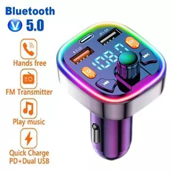 Автомобильный Bluetooth MP3-плеер Bluetooth 5.0 FM-передатчик 18 Вт Dual USB Type C PD Быстрое автомобильное зарядное устройство Автоматический MP3-плеер 3.1v