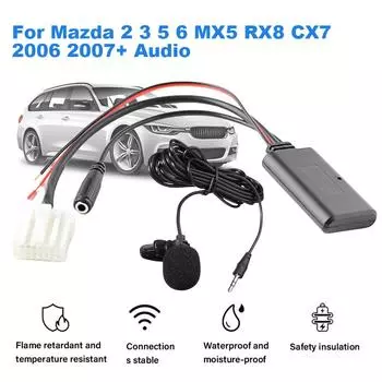 Автомобильный Bluetooth-совместимый AUX-адаптер с микрофоном, беспроводной радио-стереоадаптер 5-12 В для Mazda 2 3 5 6 MX5 RX8 2006 CHINA