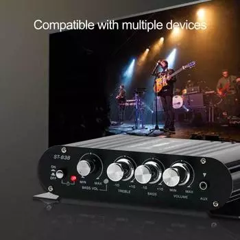 Автомобильный Bluetooth-совместимый регулируемый универсальный аудиоусилитель, модуль усилителя звука, высокая совместимость, аудиодинамик чёрный