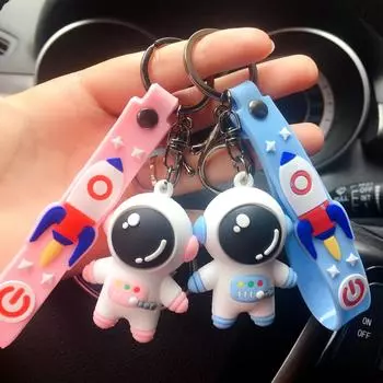 Автомобильный брелок для ключей, креативный мультяшный астронавт, трехмерный кулон в виде космонавта, милый автомобильный аксессуар для интерьера, подарки