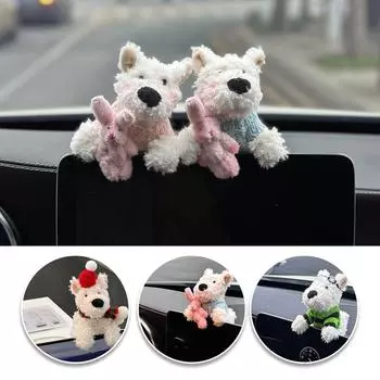 Автомобильный брелок для ключей с плюшевым щенком, кавайный бант, собака, автомобильный брелок, центральное управление, украшение, аксессуары, подарок Keychain B