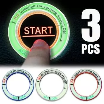 Автомобильный брелок для ключей с зажиганием, светящаяся наклейка, автоматический выключатель зажигания, защитная наклейка из алюминиевого сплава, украшение для салона автомобиля