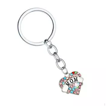 Автомобильный брелок со стразами, подвеска-сумка, креативный сверкающий металлический брелок в форме сердца для MOM