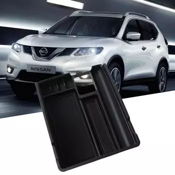 Автомобильный центральный подлокотник для хранения ящика для Nissan X-trail T32 Rogue 2014-органайзер для центральной консоли чёрный