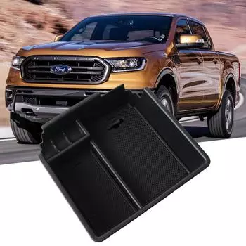Автомобильный центральный подлокотник для хранения ящика для Ford Ranger 2012-органайзер на центральной консоли для уборки чёрный