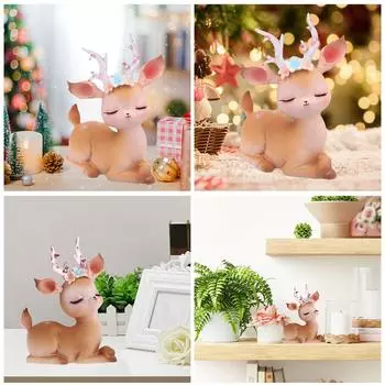 Автомобильный центральный пульт управления украшения смолы милый олень настольный садовый орнамент бонсай украшение S6Q9 deer-1pcs