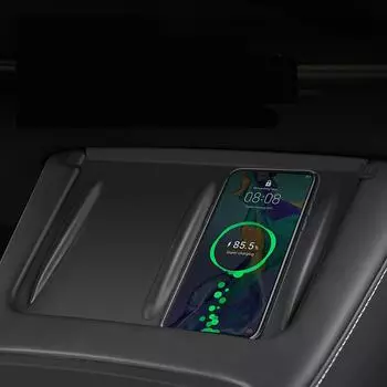 Автомобильный центральный пульт управления беспроводной зарядкой водонепроницаемый противоскользящий силиконовый коврик для Tesla Model 3 Model Y 2024 2024 2024 аксессуары чёрный