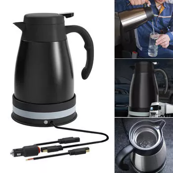 Автомобильный чайник 24 В для нагрева воды с прикуривателем чёрный