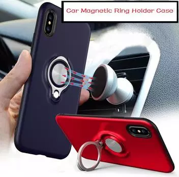 Автомобильный чехол-держатель с кольцом для IPhone X 7 8Plus 6 6s 7 8 5 5S SE 6s Plus чехол для телефона samsung S9 A8 A8 + (2018) For IPhone 7 8 темно-синий