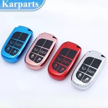 Автомобильный чехол для ключей с 5 кнопками, держатель для Jeep Renegade Compass Grand Cherokee для Chrysler 300C Wrangler Dodge Fiat, аксессуары 3 Buttons красный