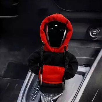 Автомобильный чехол для рычага переключения передач с капюшоном, толстовка с капюшоном, украшение на ручку переключения передач, универсальное украшение на рычаг переключения передач автомобиля, внутреннее украшение красный