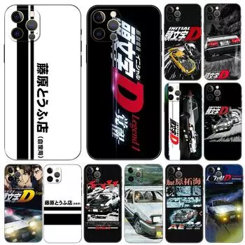 Автомобильный чехол Initial D AE86 для iPhone 5 5S se 6 6s 7 8 plus x 10 XR XS 11 12 13 mini pro MAX, черная задняя крышка из ТПУ iphone 5 5S SE 2016