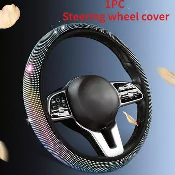 Автомобильный чехол на руль со стразами и сверкающими кристаллами, протектор рулевого колеса для внедорожника, 38 см