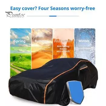 Автомобильный чехол со светоотражающими полосками, защита от ультрафиолета, простая установка, прочный, защита от дождя, солнца, снега, пыли, полное внешнее покрытие S чёрный