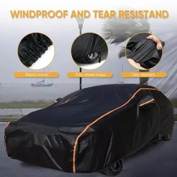 Автомобильный чехол со светоотражающими полосками, защита от ультрафиолета, простая установка, прочный, защита от дождя, солнца, снега, пыли, полное внешнее покрытие S чёрный