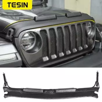 Автомобильный чехол TESIN для Jeep Wrangler JL, черный чехол из искусственной кожи для двигателя, передняя защита капота, аксессуары для Jeep Gladiator JT чёрный