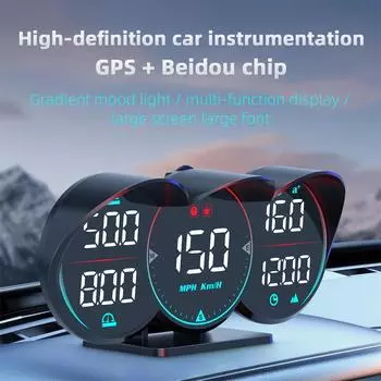 Автомобильный цифровой HUD GPS Спидометр Дисплей с дисплеем MPH KMH Компас Сигнализация превышения скорости