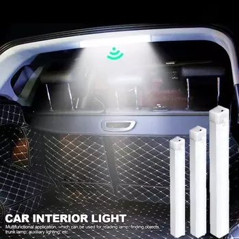 Автомобильный датчик света для пола багажника капота USB перезаряжаемый автоматический индукционный белый теплый световой бар магнитный ручной/сенсорный режим лампы