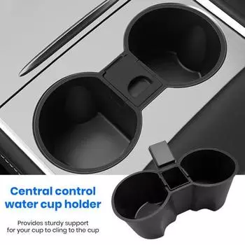 Автомобильный держатель для чашки с водой на центральной консоли, высокая стабильность, нескользящий, простой монтаж, держатель для бутылки для питья для Tesla Model Y/3 чёрный