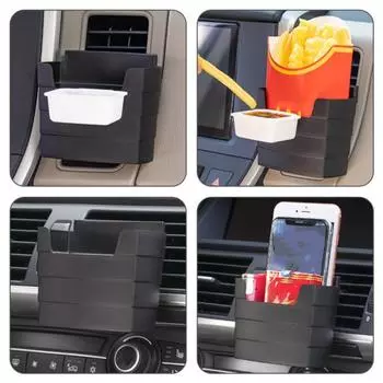 Автомобильный держатель для картофеля фри с вентиляционным отверстием и коробкой для приправ, универсальный автомобильный чехол для хранения закусок с вентиляционным отверстием, автоаксессуары A чёрный