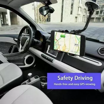 Автомобильный держатель для мобильного телефона, универсальный, вращающийся на 360 градусов, двойной зажим, крепление на лобовое стекло автомобиля
