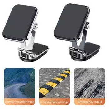 Автомобильный держатель для мобильного телефона с сильным магнитом, противоскользящий, с регулировкой на 360 градусов, складная подставка для мобильного телефона для путешествий в машине, надежно удерживает крепление для телефона серебряный