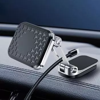 Автомобильный держатель для мобильного телефона с сильным магнитом, противоскользящий, с регулировкой угла наклона на 360 градусов, складной серебряный