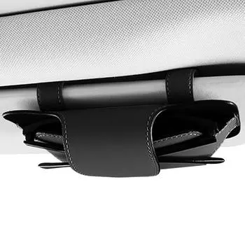Автомобильный держатель для очков, магнитный автомобильный солнцезащитный козырек для очков, органайзер, чехол из искусственной кожи для автомобильных солнцезащитных очков разного размера чёрный