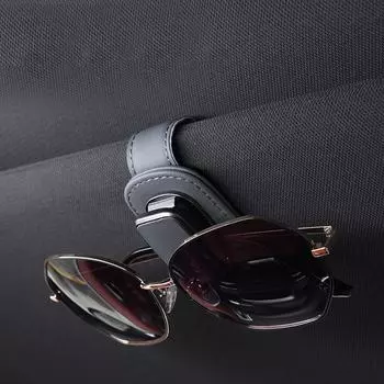 Автомобильный держатель для очков, многофункциональный солнцезащитный козырек, кожаный держатель для очков, держатель для солнцезащитных очков, вешалка, универсальный автомобильный аксессуар чёрный